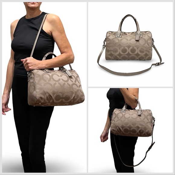 Coach Op Art Signature Sateen Taylor Convertible Satchel to Shoulder/Crossbody - Picture 8 of 10